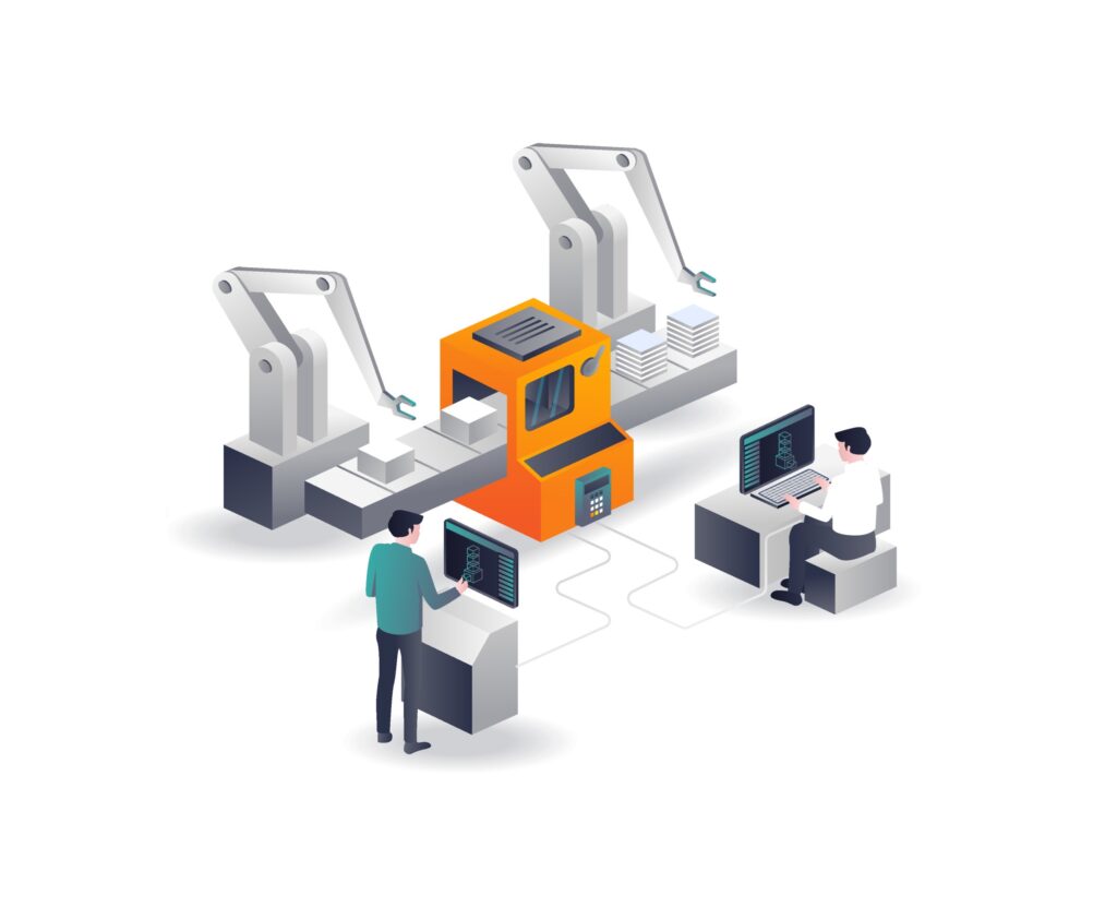 3d cnc machine operator in isometric design vecteezy 3d cnc machine operator in isometric design